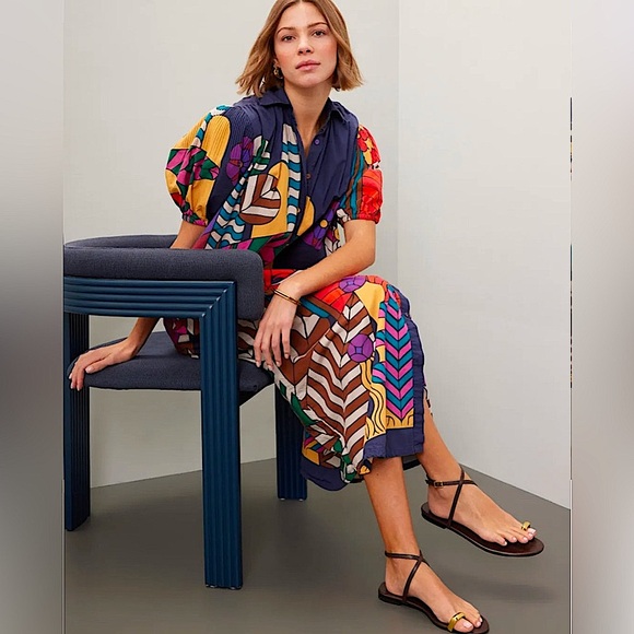 CAROLINA K Geometric Cotton Button Front
Valerie Pleated Kaftan Gown Dre… - Picture 5 of 12